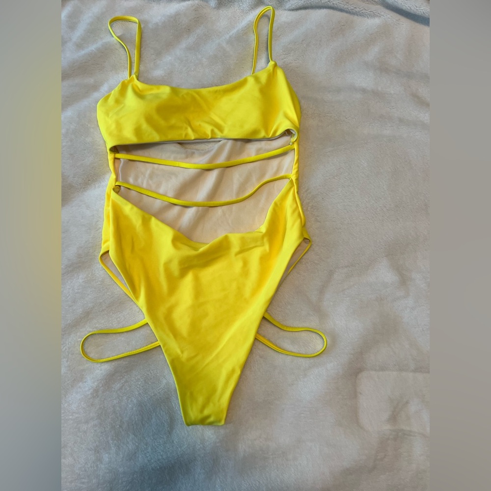 Yellow Cutout One-Piece Swimsuit - Women's Swim One Piece